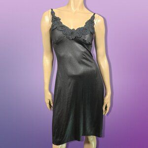 Y2K Black Slip Dress Size S Retro Vampy Witchy Whimsigoth Grunge Cocktail Party